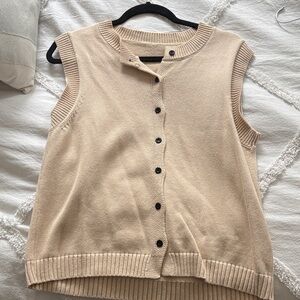Sleeveless Beige Sweater Vest